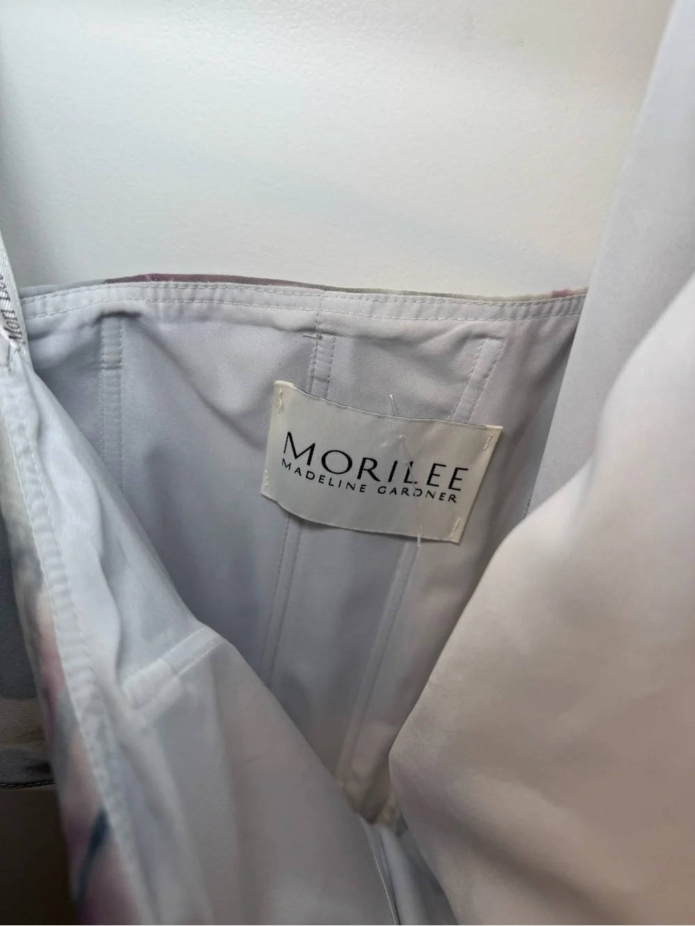 Mori Lee by Madeline Gardner 21503 White Smoke Floral Long Formal Dress Size 14
